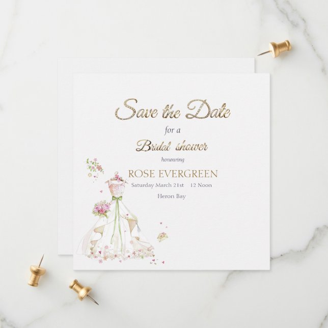 Blushing Bride in Bloom Save The Date (Front/Back In Situ)