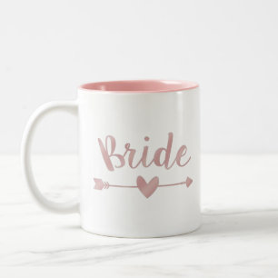 Blushing Bride Modern Lettering Pink Hearts Custom Two-Tone Coffee Mug