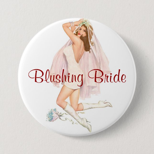 Blushing Bride Pin-Up 3 Inch Round Button (Front)