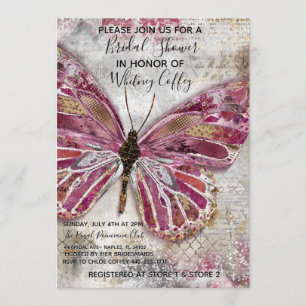 Blushing Butterfly Bridal Shower Invitation