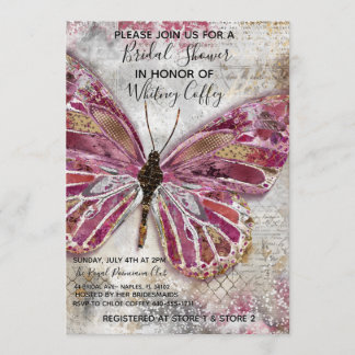 Blushing Butterfly Bridal Shower Invitation