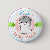 Blushing Chibi Hamster Customizable Name Hello
