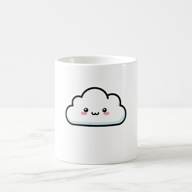 Blushing Cloud – Cute Kawaii Illustration Coffee Mug (Center)