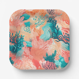 Blushing coral paper plate