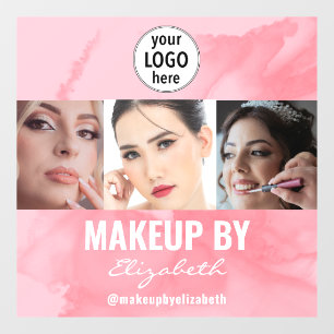 Blushing Coral Pink Makeup Studio Photo Logo Window Cling
