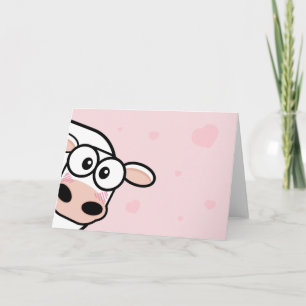 Blushing Cow and Hearts Greeting Card
