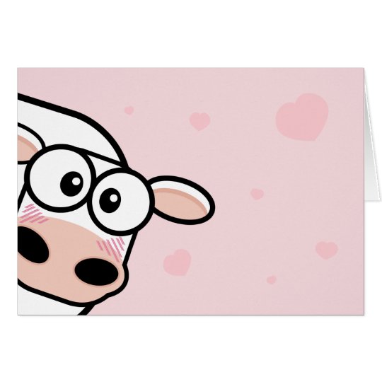 Blushing Cow and Hearts Greeting Card