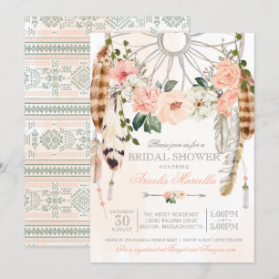 Blushing Dream  Boho Dreamcatcher Bridal Shower Invitation