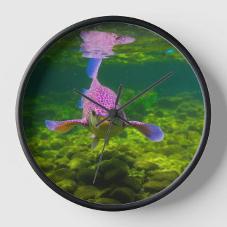 "Blushing Fins: A Whimsical Pink Fish Design Watch Clock