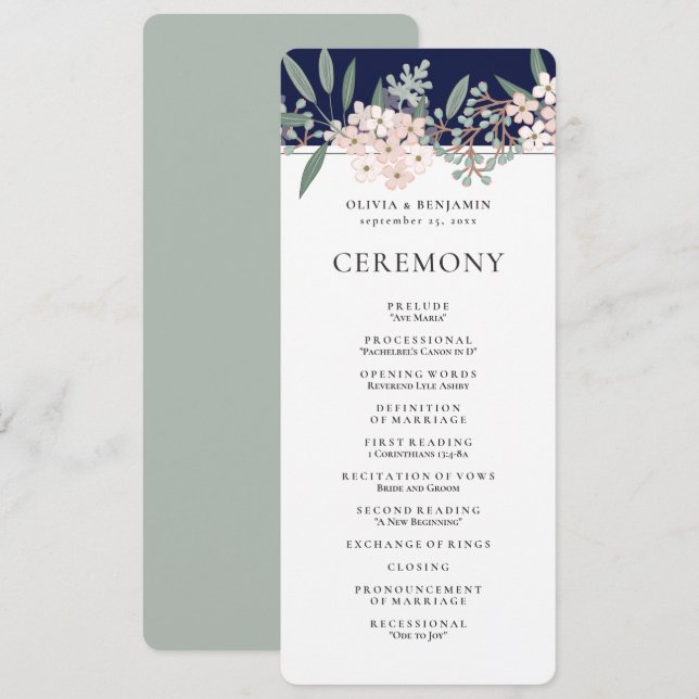 Blushing Garden Wedding Ceremony Program (Front/Back)