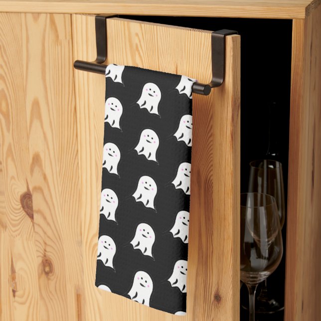 Blushing Ghost Cute Halloween  Kitchen Towel (Thirds Fold)