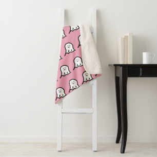 Blushing Ghosts Cute Halloween Print Sherpa Blanket
