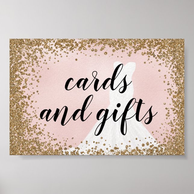 Blushing Glitter Bride Dress Bridal Cards & Gifts Poster (Front)