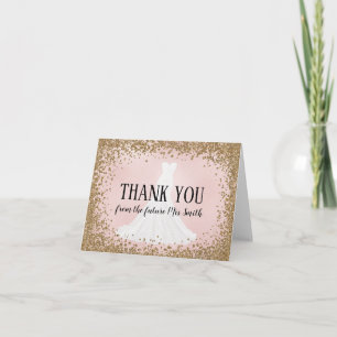 Blushing Glitter Bride Future Mrs. Thank You Card
