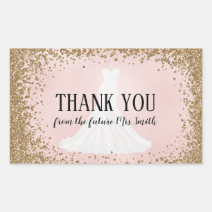 Blushing Glitter Bride Future Mrs. Thank You Sticker