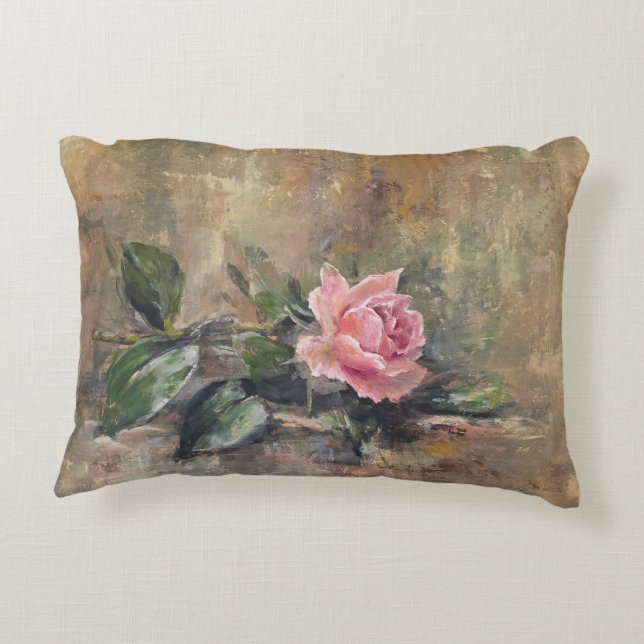 Blushing Grace Rose Accent Pillow (Back)