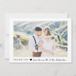 Blushing Heart Wedding Photo Thank You Card