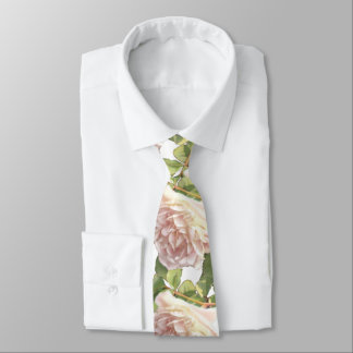Blushing Ivory Peach Rose Tie
