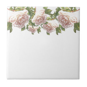 Blushing Ivory Peach Rose Tile