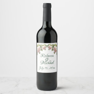 Blushing Ivory Peach Rose  Wine Label