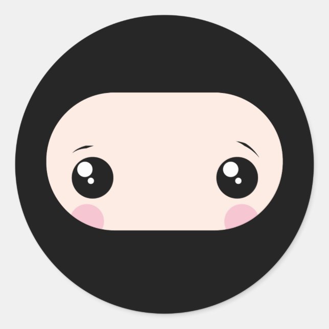 Blushing Kawaii Ninja Classic Round Sticker (Front)