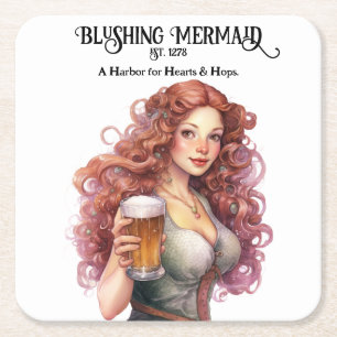 Blushing Mermaid - Baldur's Gate Square Paper Coaster