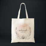 Blushing Peach Personalized Wedding Tote Bag<br><div class="desc">Blushing peach watercolor backdrop highlights this modern wedding design with pale grey hand drawn floral branches. Easily customized with each bridesmaid's name. Enjoy viewing the entire matching wedding collection at: https://www.zazzle.com/collections/blushing_peach_watercolor-119632036647584858</div>