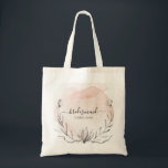 Blushing Peach Personalized Wedding Tote Bag<br><div class="desc">Blushing peach watercolor backdrop highlights this modern wedding design with pale grey hand drawn floral branches. Easily customized with each bridesmaid's name. Enjoy viewing the entire matching wedding collection at: https://www.zazzle.com/collections/blushing_peach_watercolor-119632036647584858</div>