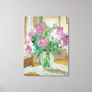 Blushing Peonies Bouquet Still Life Canvas Print