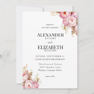 Blushing Peony Blooms Wedding Invitation