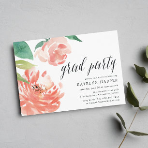 Blushing Peony   Graduation Party Invitation