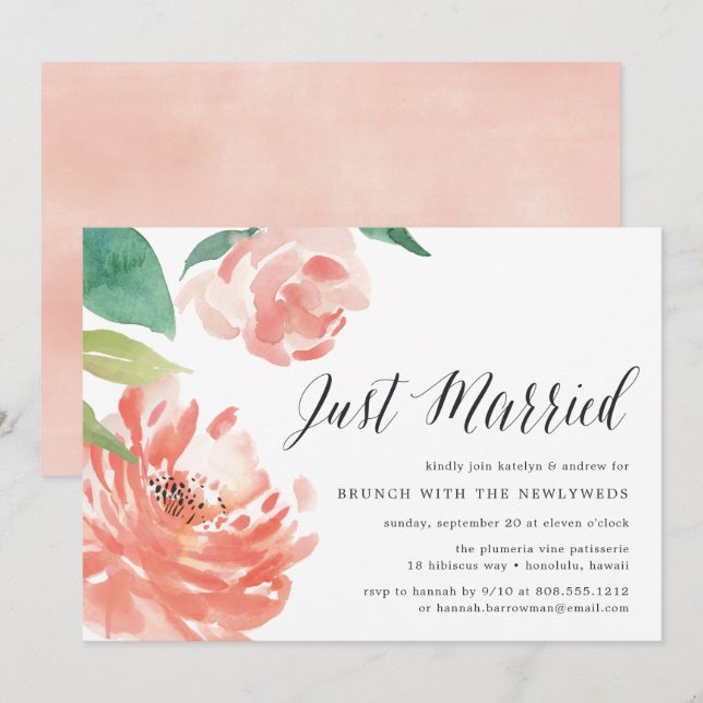 Blushing Peony | Post Wedding Brunch Invitation (Front/Back)