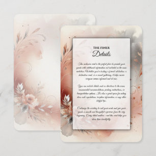 Blushing Petals and Silver Swirls Wedding Enclosure Card