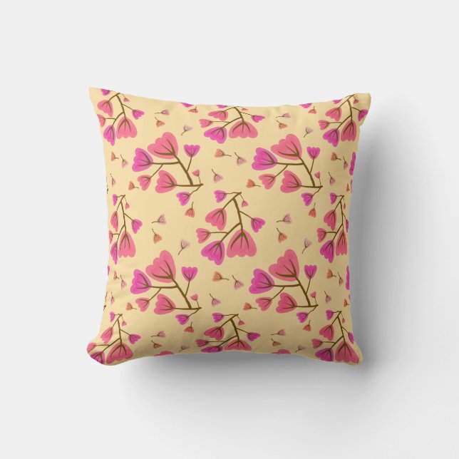 Blushing Petals Floral Throw Pillow (Front)