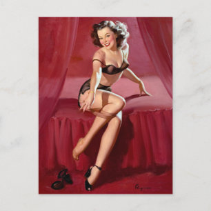 Blushing Pin Up Postcard