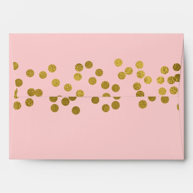 Blushing Pink & Gold Faux Foil Confetti Dots Envelope (Back (Top Flap))