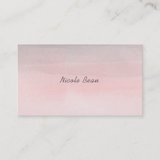 Blushing Pink & Grey Modern Watercolor Girly Glam Business Card (Front)