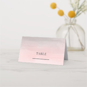 Blushing Pink Grey Modern Watercolor Wedding Table Place Card