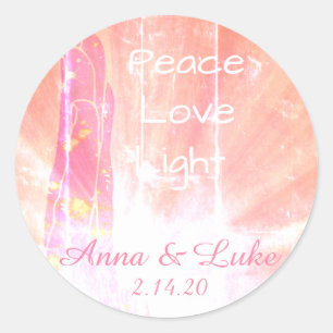 *~* Blushing Pink Healing Energy Hand Rays Classic Round Sticker