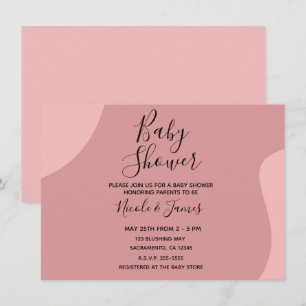 Blushing Pink Mauve Modern Minimal Baby Shower Inv Invitation