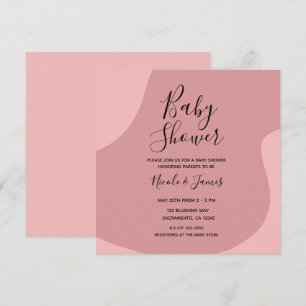Blushing Pink Mauve Modern Minimal Baby Shower Invitation