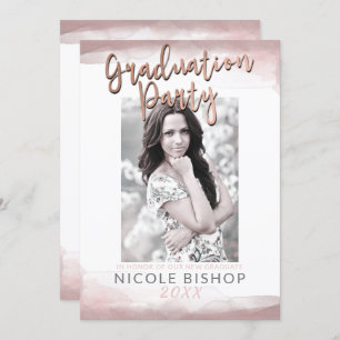 Blushing Pink Modern Chic Blush Graduation Party Invitation