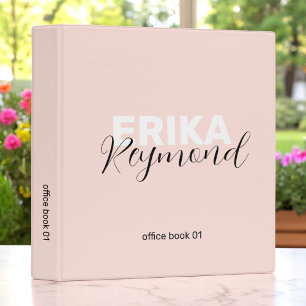 Blushing Pink Modern Office Book for a girl Binder