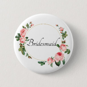 Blushing Pink Rose Bridesmaid 2 Inch Round Button