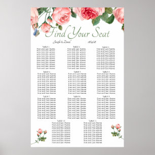 Blushing Pink Rose Floral Elegant Seating Chart