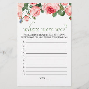 Blushing Pink Rose Floral Game Where Were We Flyer