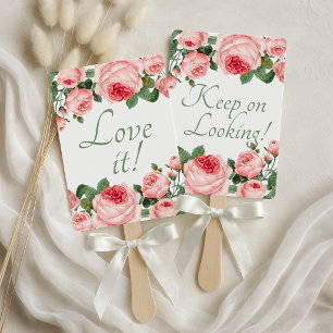 Blushing Pink Rose Floral Say Yes To The Dress Hand Fan