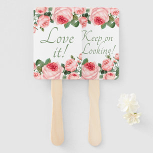 Blushing Pink Rose Floral Say Yes To The Dress Hand Fan