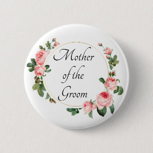 Blushing Pink Rose Mother of the Groom 2 Inch Round Button