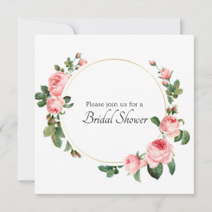 Blushing Pink Rose Shower Invitation